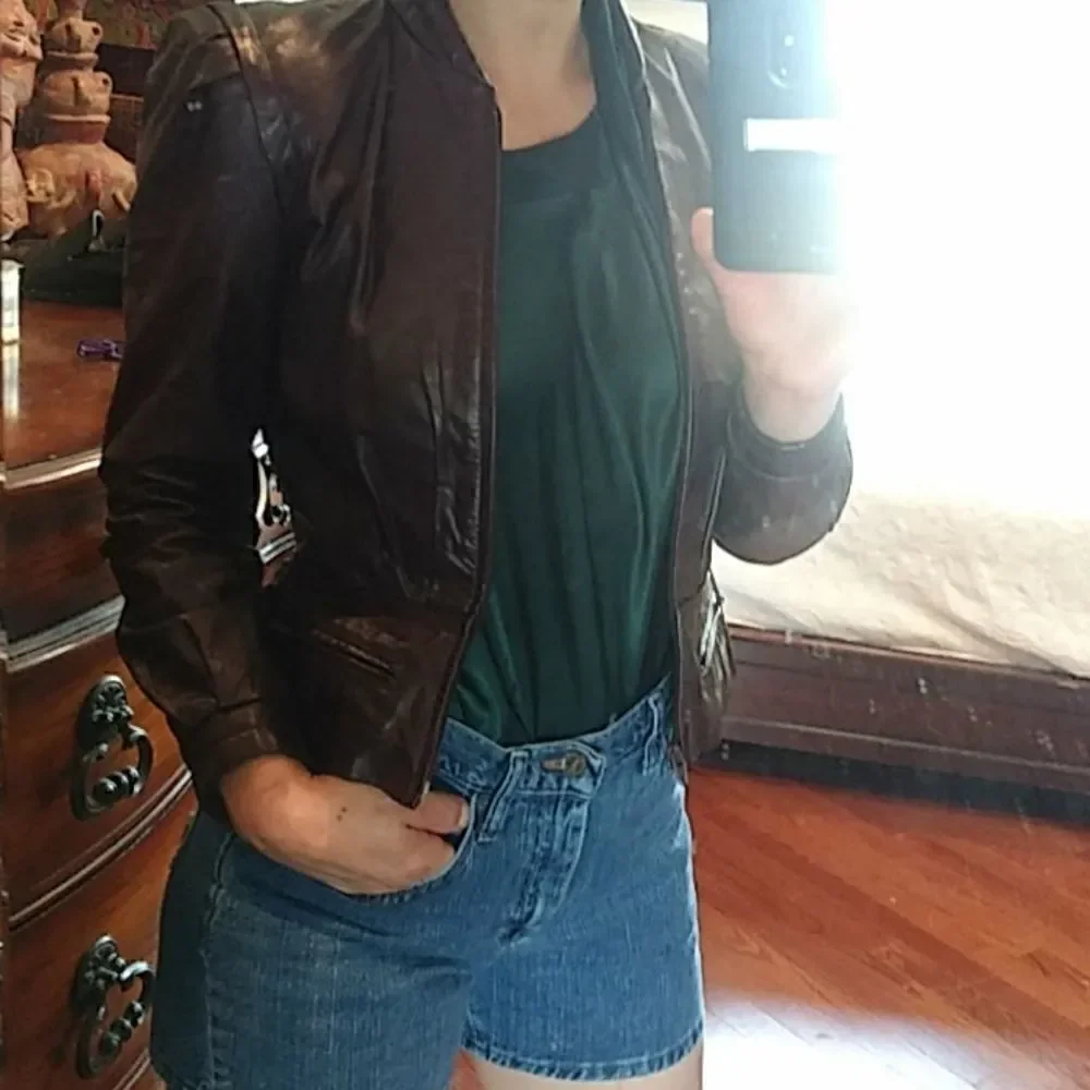 Bermans. Dark burgendy leather jacket